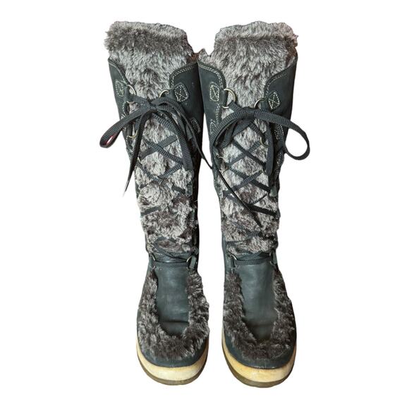 TIMBERLAND Kickadilla Black Nubuck Leather Faux Fur Lace Up Boots size 7.5 - Picture 2 of 15